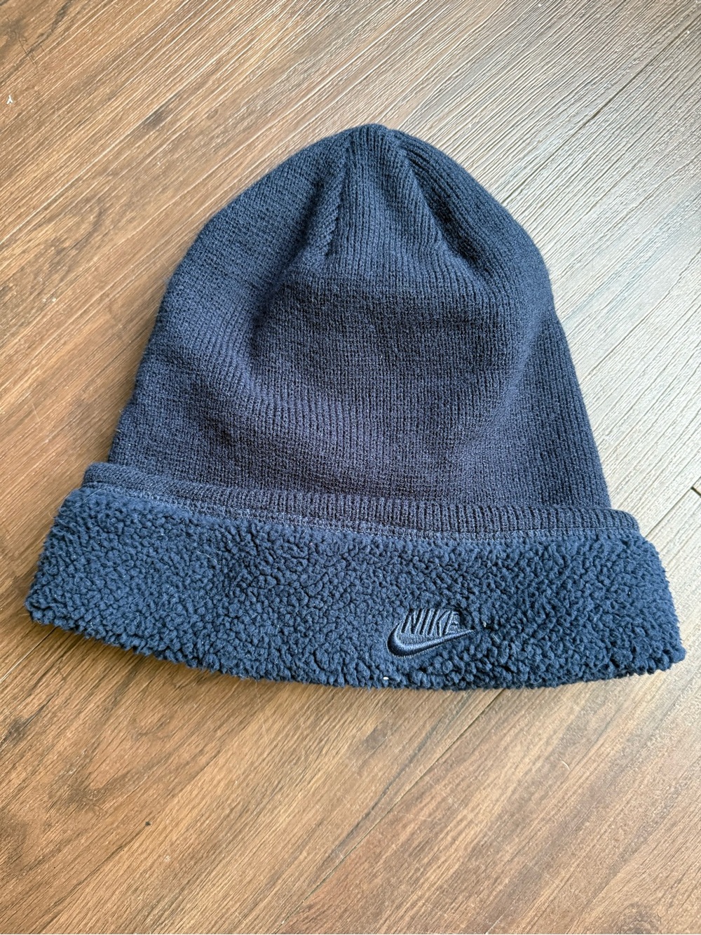 Nike Navy Blue Sherpa Cuff Beanie Hat Cap